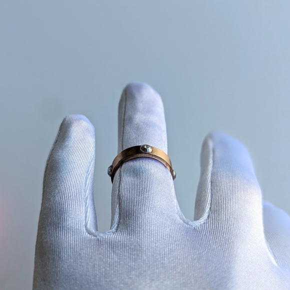 Signed Henri Bendel Stackable Rose Gold with Silver Studs, Swarovski Ring - sz 7 - Picture 2 of 9